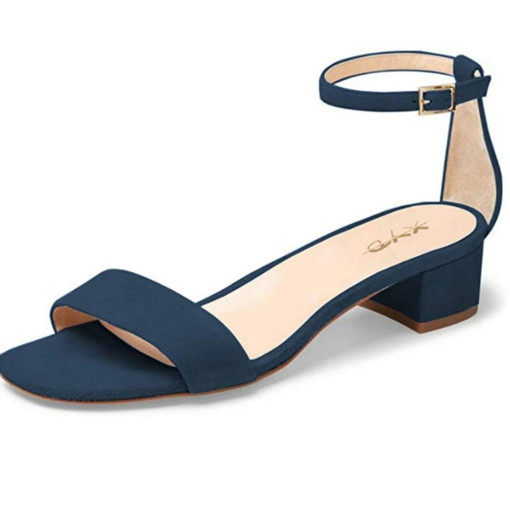 XYD Open Toe Low Block Heel Sandal Pumps Ankle